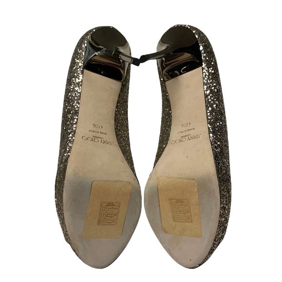 Jimmy Choo Luna Glitter Heel Peep-Toe Pumps size 40.5 - Picture 5 of 10